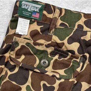 VTG 80s Saf-T-Bak Hunting Duck Camo Brush Guard Pants Men 36x32 Frog MADE USA